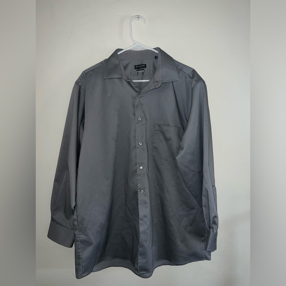 Van Heusen Flex Men’s Dress Shirt Silver - Picture 1 of 3